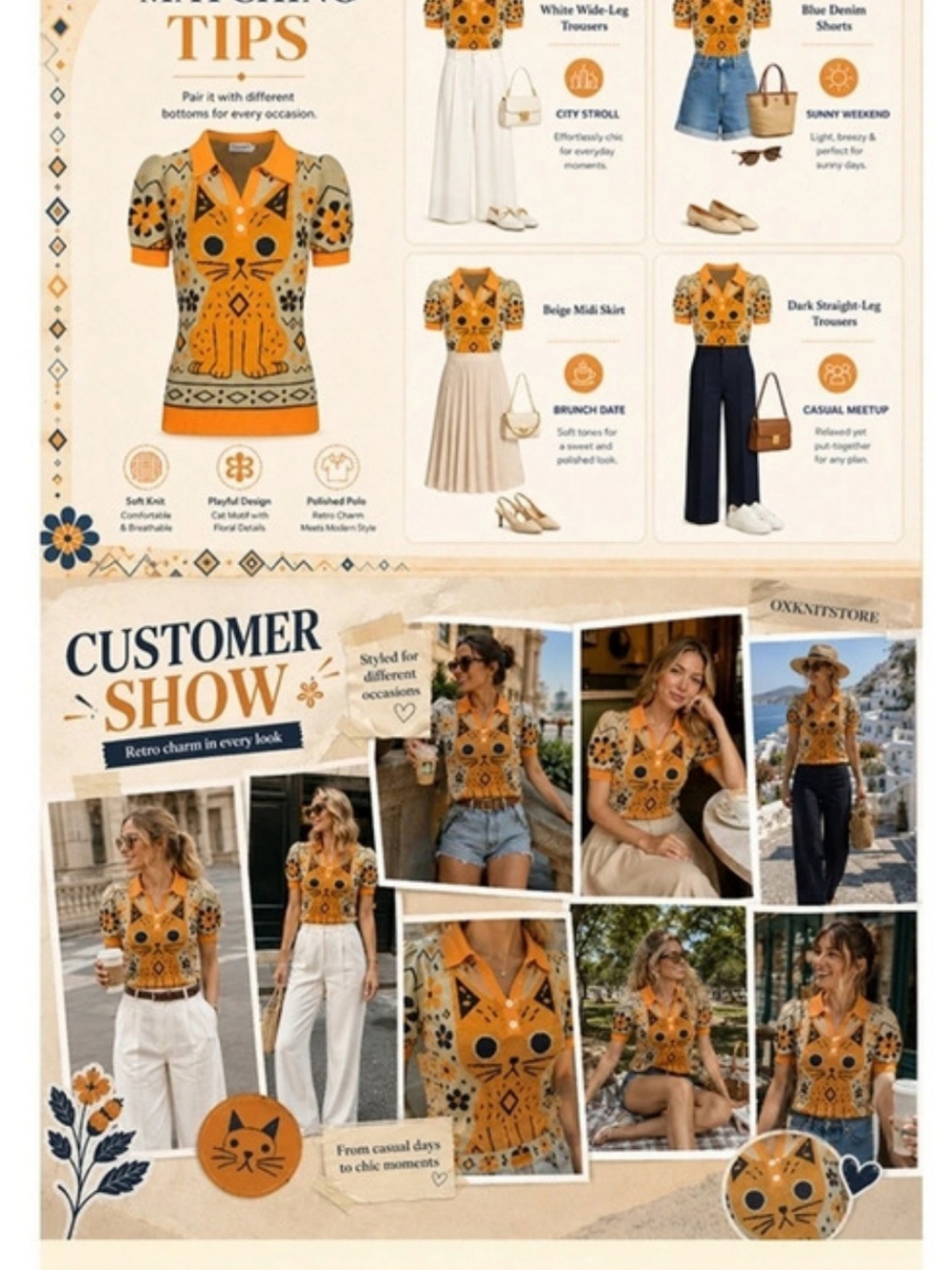 Woman Knit Blouse Polo Retro Look 100% Cotton 3x - Picture 7 of 15